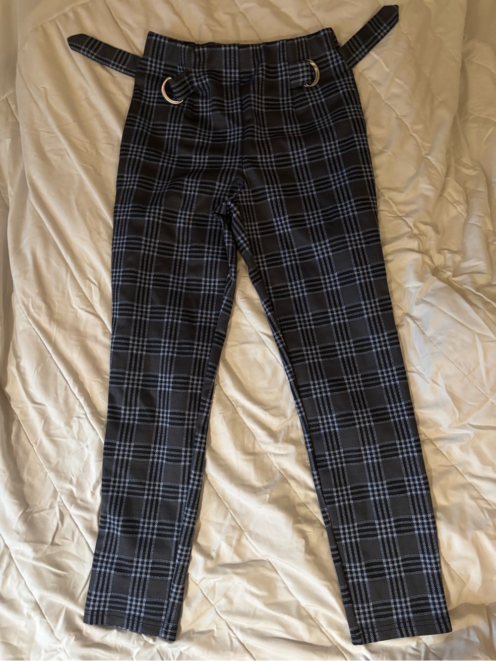 Forever 21 Black Skinny Jeans with Blue Plaid